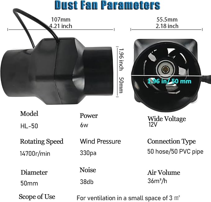 2 Inch Inline Duct Fan 12v Ventilation Fan - Image 2