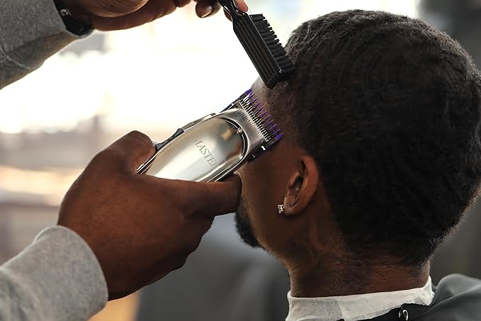 Andis 12660 Professional Master Corded/Cordless Hair Trimmer, Adjustable Carbon Steel Blade Hair Clipper for Close Cutting, Silver
