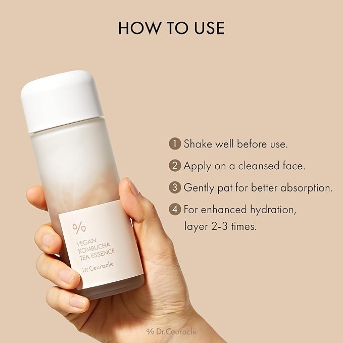 Dr.Ceuracle Vegan Kombucha Tea Essence - Hydrating Milky Toner with Kombucha Tea Extract, Centella Asiatica, Ceramide, Korean Skincare (150 ml / 5.07 fl. oz.)