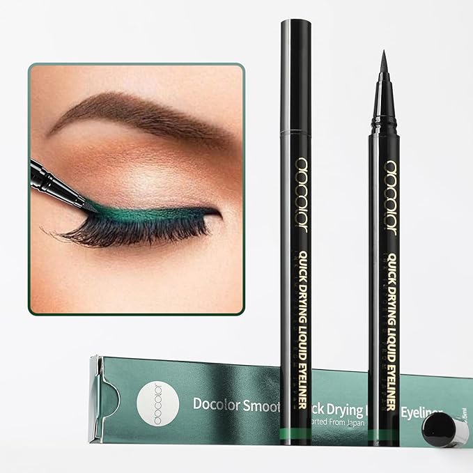 docolor Waterproof Eyeliner Pen Super Slim Liquid Eyeliner Eye Liner Gel (Green)