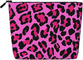 MOLAIGIN Cheetah Pink Leopard Pattern Cool Black Cosmetic Bag For Women, Travel Makeup Bag, Toiletry Zipper Bag, Large Capacity Aesthetic Cases