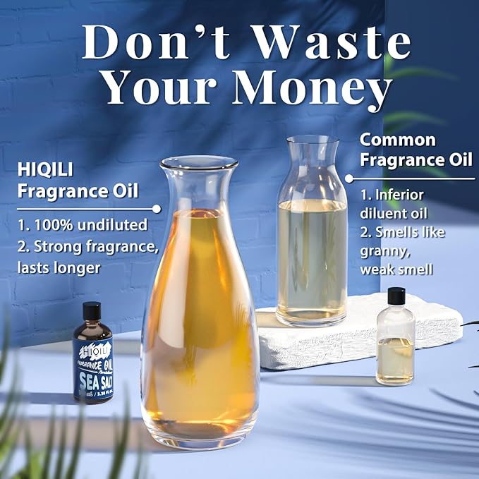 HIQILI Sea Salt Essential Oil 100ml - Fragrance Oil for Candle Making, Homemade Soap, Fresh Scented Oil for Diffusers, Aromatherapy, Laundry 3.38 Fl Oz