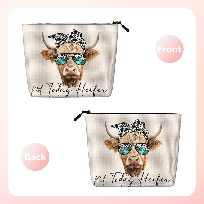 MOLAIGIN Heifer Cow Girl Cosmetic Bag For Women, Travel Makeup Bag, Toiletry Zipper Bag, Large Capacity Aesthetic Cases