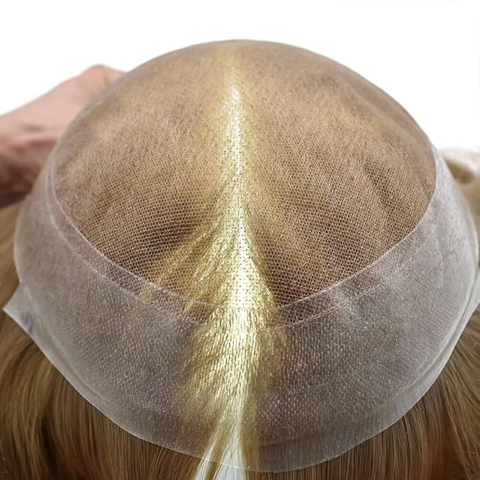 FACE MIRACLE Mens Toupee Lace Front Hairpieces Soft Human Hair Replacement System Natural Hairline Toupee for Men French Lace Poly V-Looped Mens hair Units 7"X9" #22R
