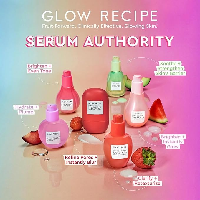 Glow Recipe Smooth Skin Sailing Skincare Set - Watermelon Glow Pink Juice Facial Moisturizer + Silicone-Free BHA Strawberry Pore Minimizer Blurring Drops (2 Count)