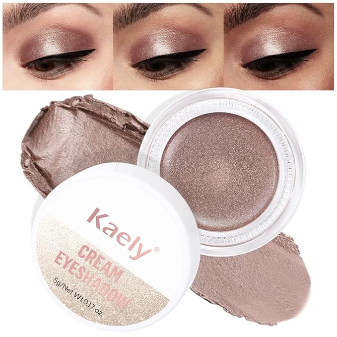 Kaely Single Cream Eyeshadow Pot, Caramel Metallic Eye Shadow for Older Women High Pigmented Waterproof, Natural Eyeshadow Palette Makeup Brightener, sombras en crema para ojos, Blendable, 710