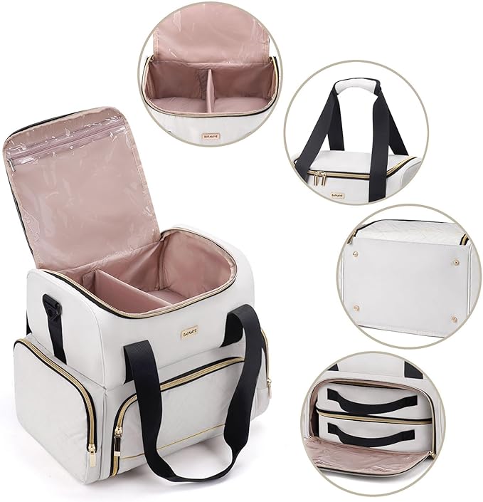 Large Makeup Cosmetic Bag with 2 Removable Case, Double Layer Travel Makeup Organizer Case, travel Toiletry Bag For Women