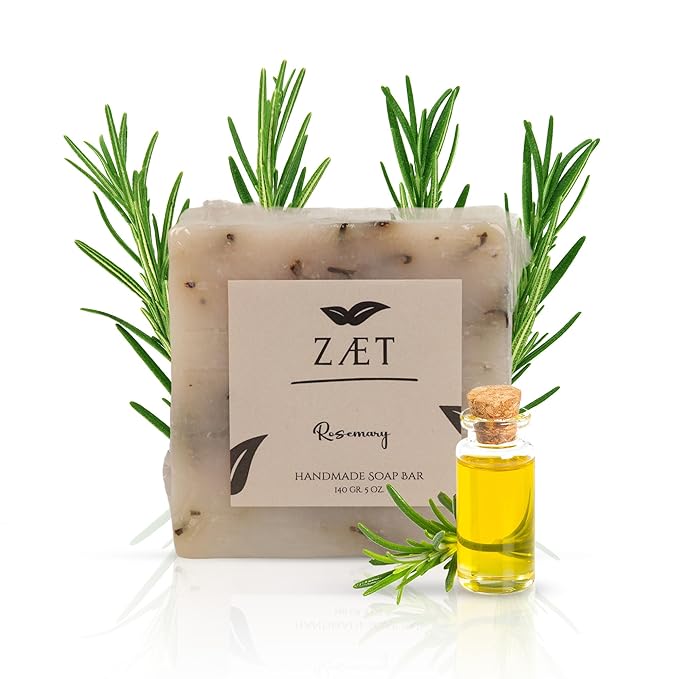 ZAET 2-Pack Rosemary Bar Soap – Made with Rosemary Leaves, Olive Oil and Coconut Oil - Handmade Soap Bar for Face, Body and Hands - Gently Cleanses and Hydrates All Skin Types- For Men and Women