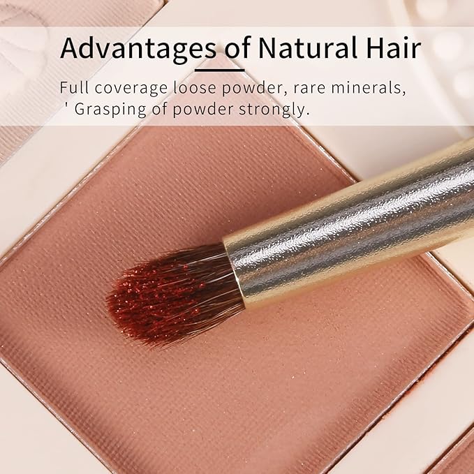 Natural Pony Hair Eye Shadow Brush, ENZO KEN Small Detail Eyeshadow Brush, Detailing Eye Shadow Brush, Mini Eye Smudge Brush, Corner Eyeshadow Brush, Eye Brushes, Eyeshadow Blending Brush. Gold, E204S