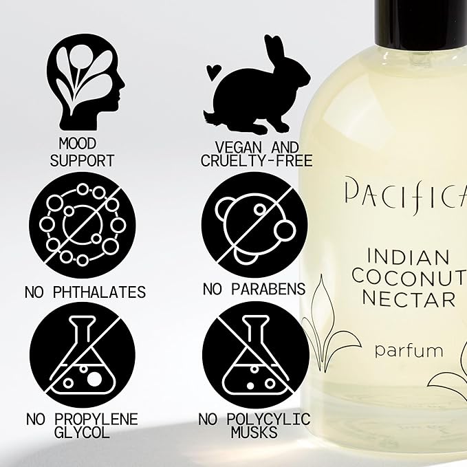 Pacifica Indian Coconut Nectar Spray Perfume, 2 oz – Warm Coconut & Vanilla Gourmand Fragrance for Women Clean Beauty Scent, Long-Lasting Beachy & Layerable, 100% Vegan & Cruelty-Free Made in USA