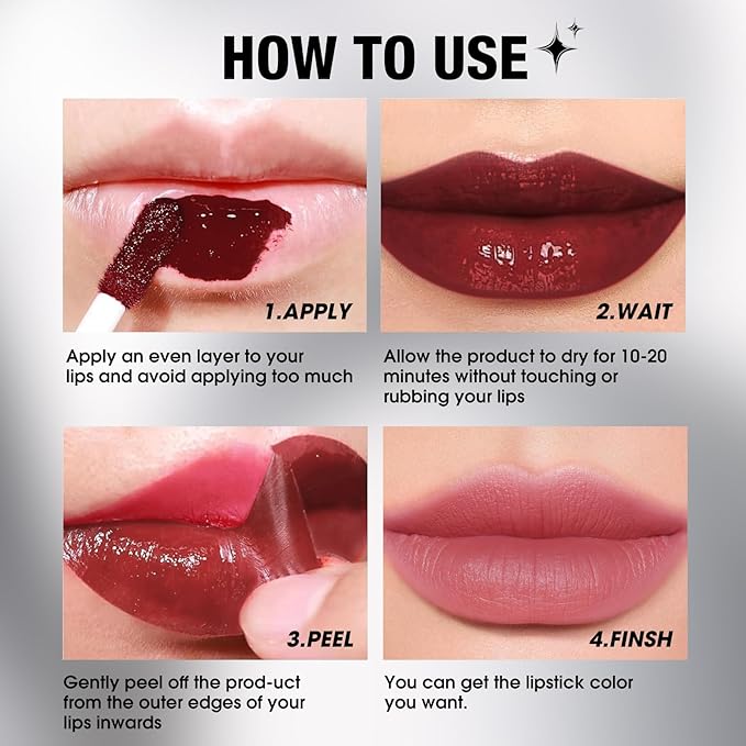 LANGMANNI 2 Colors Long-Lasting Peel Off Lip Liner Set, Waterproof & Smudge-Proof Matte Lip Liners Gift Makeup For Girls (#1+2)