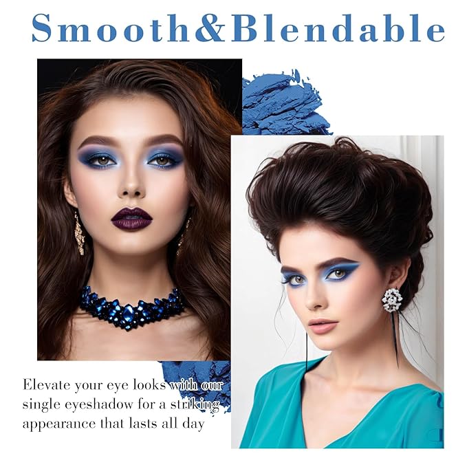 MEICOLY Single Blue Eyeshadow with Mirror and Mini Brush,Matte Halloween Sally Avatar Makeup Eye Shadow Powder,Waterproof Eyeshadow Palette,Talc-Free,Long Lasting Eye Makeup