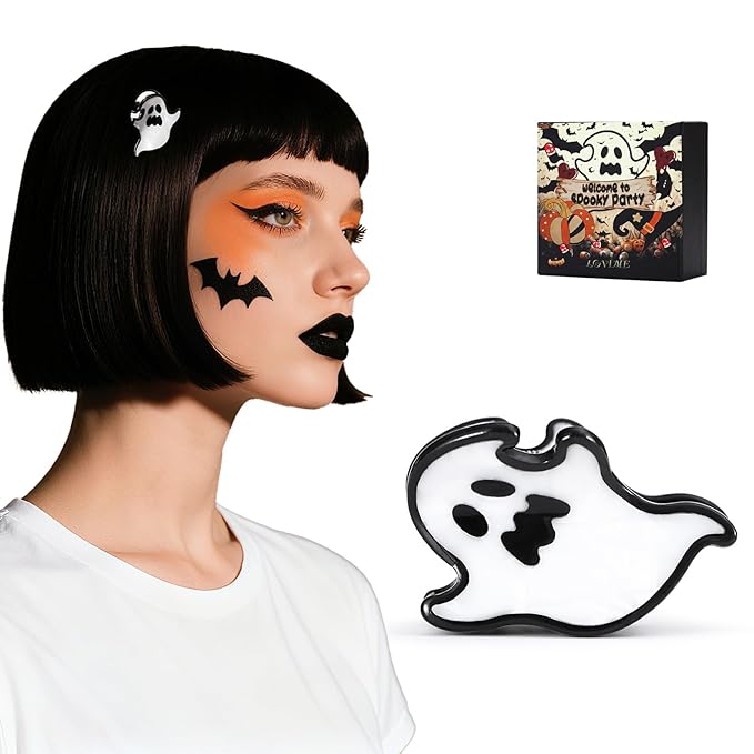 Original Italian Designed Mini Halloween Hair Claw Clips for Women- Ghost, Handmade Cute Vintage Hair Halloween Accessories, Plant-Based Acetate, Gift Boxed for Party/Daily