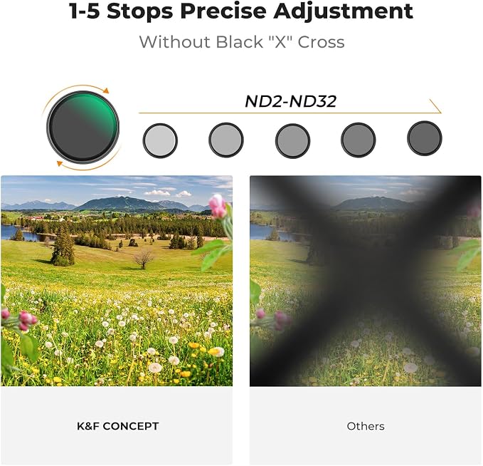 K&F CONCEPT 67mm Black Diffusion Mist 1/4 & Variable ND2-32 in-1 Filter - Image 5