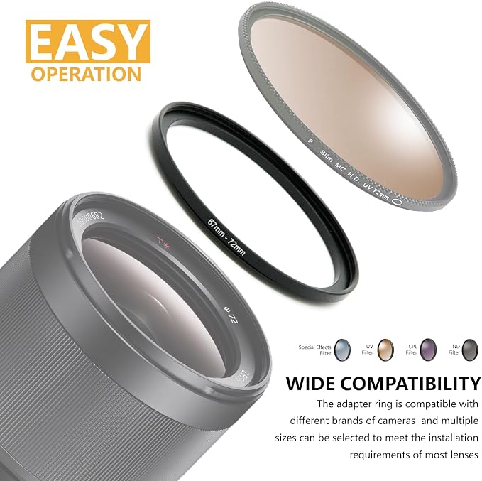 43mm to 52mm Step-up Adapter Rings Filter Adapter Black Metal Step Down Filter - Image 5