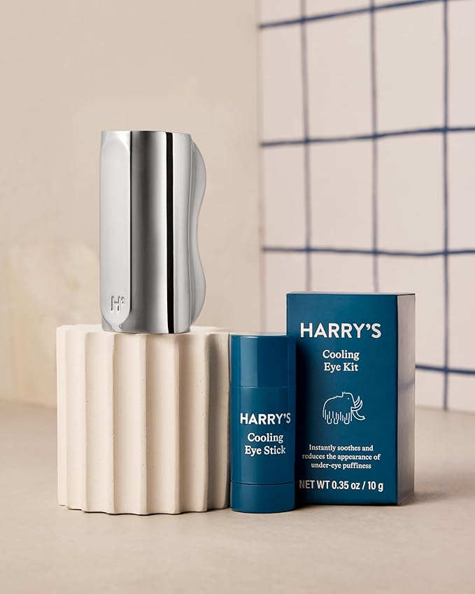 Harry's Cooling Eye Kit for Men - Gua Sha Depuffing Facial Massage Tool and Cooling Eye Stick