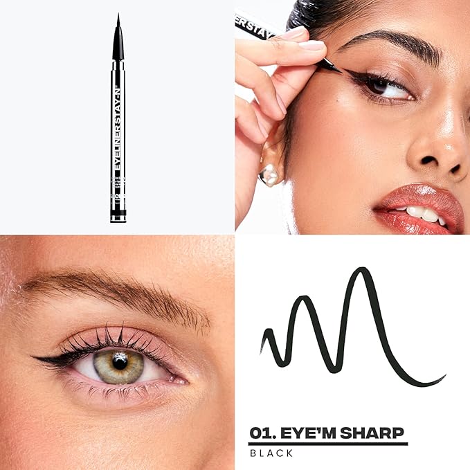 Sacheu Liquid Eyeliner STAY-N Long Wear Waterproof Eyeliner Pen with Ultra-Precise 360° Flexible Tip — Smudge-Proof Vegan & Cruelty-Free Eye Makeup, Eye’m Sharp