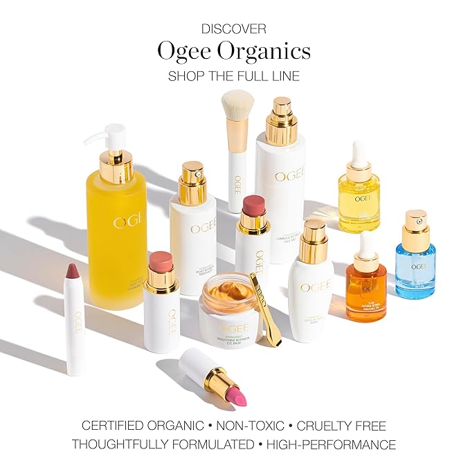 Ogee Full Bloom Sculpted Lipstick (Santana - Cherry Red) - Long Lasting Organic Lipstick with Jojoba Oil & Micro Hyaluronic Acid - 70% Organic Ingredients & Made in USA