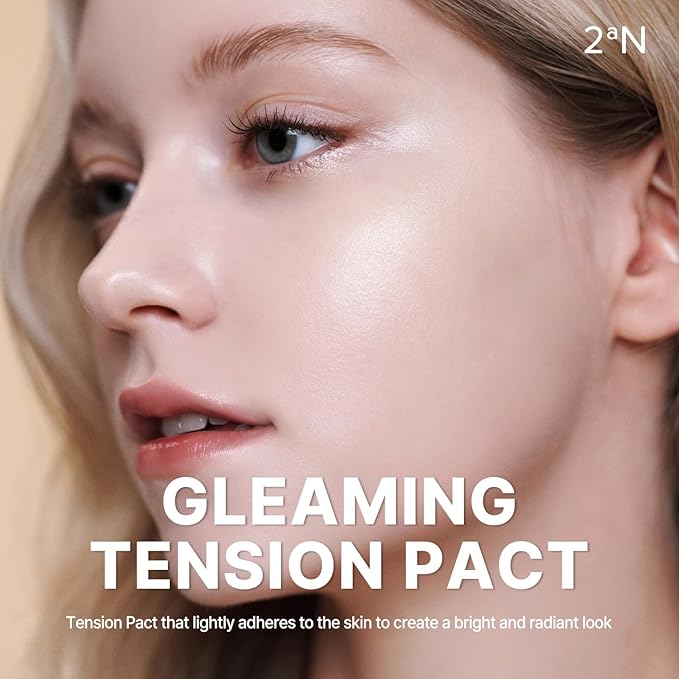 2aN Gleaming Tension Cushion Foundation Pact 0.45 oz, Korean Cushion Foundation Makeup, Lightweight & Buildable Coverage with Ceramides and Centella Asiatica (#23 Natural Beige. Pack of 1)
