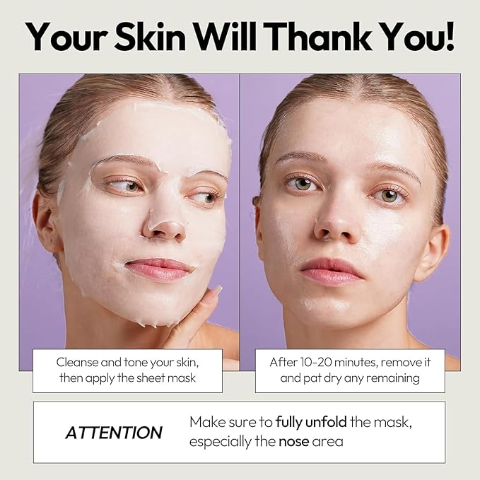 LAPCOS Collagen Sheet Mask, Firming Daily Face Mask with Collagen Peptides for Anti-Aging, Helps to Minimize Wrinkles, Restores Skin Elasticity & Firmness, Hydrating, Korean Beauty, 10-Pack