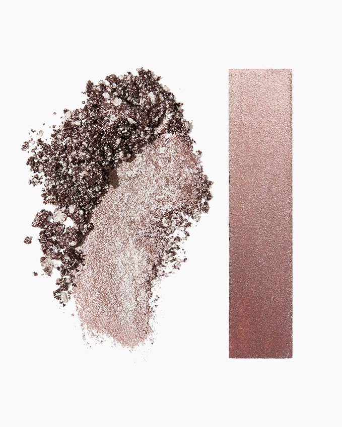 MAKE Beauty Multi-Chromatic Eye Shadow. Metal Reflecting Luminous Foil Finish Creamy, Buildable, Dimensional Long-wear, Crease-proof Powder Eyeshadow, Multichrome Shade - Quartz, Taupe