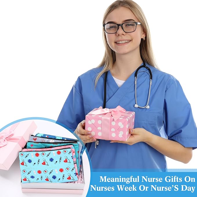 Hillban 36 Pcs Nurse Gifts for Women Makeup Bags Survival Kit Cosmetic Bags Birthday Christmas Gifts for Nurse Practitioner Nursing Zipper Pouch Supplies, 12 Styles