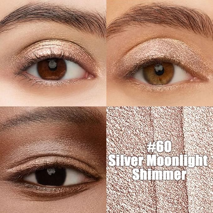 Kaely Cream Eye Shadow Sticks, Silver Moonlight Shimmer Eyeliner Pencil Eyeshadow Palette Makeup, Eye Highlighter Brightener Stick for Older Women Waterproof Pigmented, sombras para ojos, New-60