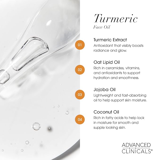 Advanced Clinicals Collagen Facial Serum + Turmeric Oil Face Serum Skin Care Set, Skin Plumping Anti Aging Serums For Face Help Brighten Skin Complexion, Fight Fine Lines, & Wrinkles, 2-Pack Bundle