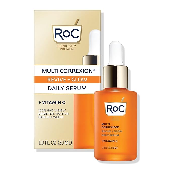 RoC Multi Correxion Revive + Glow 10% Active Vitamin C Serum for Face, Daily Anti-Aging Wrinkle and Skin Tone Skin Care Treatment, Brightening Serum , 1 Fluid Ounce