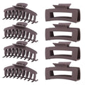 Brown Hair Clips for Women - 8 Pack 4.3 Inch Large Matte Banana Claw Clips for Women Thin Thick Curly Hair, Big Strong Hold jaw