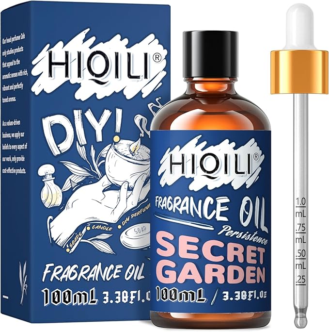 HIQILI Secret Garden Fragrance Oil 100ml for Diffuser Car Freshies, Clean Fresh Scent for Candle Making Soap Laundry 3.38 Fl Oz