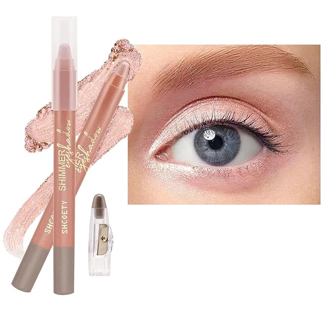 Rose Gold Eyeshadow Stick, Highlighter Eye Liner,Eye Brightener Stick, Shimmer Creamy eye shadow, Waterproof Eyeshadow Pencil Long Lasting Eye Shadow Makeup.#6 rose gold shimmer