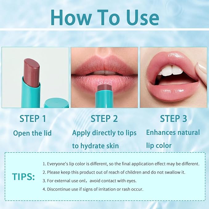 Lip Tint Hydrating, Moisturizing Lip Oil Balm, Long Lasting Waterproof Lip Gloss Non-Stick Cup Lipstick Set, Natural Ingredients Strong Moisturizing Lipstick (Muted Rose)