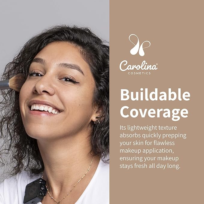 Carolina Cosmetics - Plant-Based Foundation in Clay Shade - Hydrating, Pore-Minimizing & Buildable Coverage - Vegan, Non-GMO, Gluten-Free, Paraben-Free - Sun Protection - 1Fl Oz