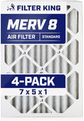 Filter King 7x5x1 Air Filter | 4-PACK | MERV 8 HVAC Pleated A/C Furnace Filters by FilterKing
