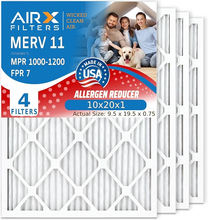 AIRX FILTERS WICKED CLEAN AIR. 10x20x1 Air Filter MERV 11 Electrostatic Pleated by AIRXFILTERSWICKEDCLEANAIR