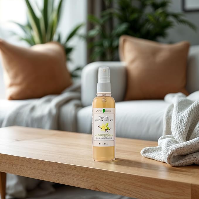 Vanilla Linen and Room Spray, Natural Home Fragrance Made with Pure Vanilla Essential Oil, Perfect Bathroom Air Freshener or Linen Spray