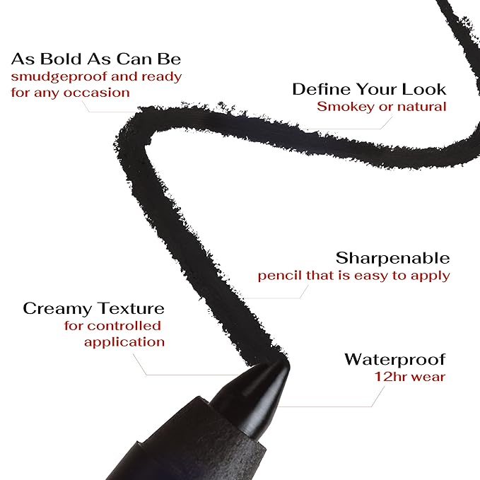 K7L Deep Black Eyeliner (Vegan) - Waterline Application and Versatile Eyeliner that is Waterproof and Smudge-Proof