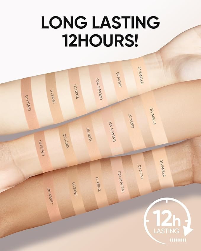Cushion Foundation | Full coverage, Weightless, Skin fit, Satin Glow Finish, Oil-Control Waterproof Foundation, Sweatproof Flawless BB Cream CC Korean Makeup
