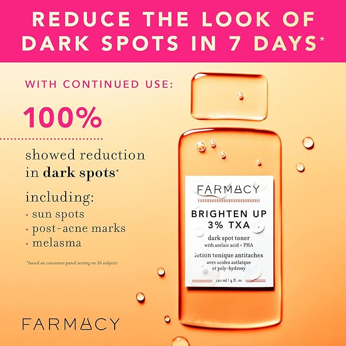 Farmacy 3% TXA Toner for Face - Brightening Face Toner for Oily Skin - Liquid Exfoliant with Azelaic Acid + 5% PHA to Target Visible Dullness + Help Reduce Uneven Skin Tone (10ml)