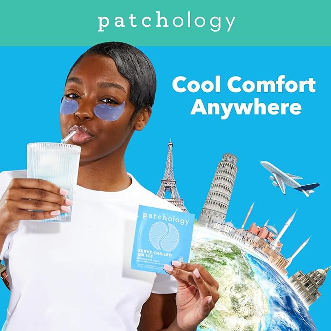 Patchology Iced Cooling Under Eye Mask Patches with Peptides, Cloudberry Oil and Bakuchiol. Cool eye gels to firm skin and soothe, reduce fine lines and under eye bags 5 Pair