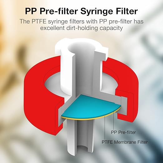 SimPure Syringe Filter PTFE 200 PCS Hydrophobic Membrane, 25mm Disc Diameter - Image 4