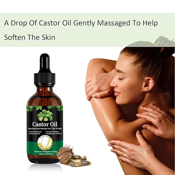 Jamaican Black Castor Oil - 100% Pure Organic Cold Pressed for Hair Growth, Eyelash/Eyebrow Serum, Scalp and Nail Care, Glass Bottle (2.02 Fl Oz) (small, castor)