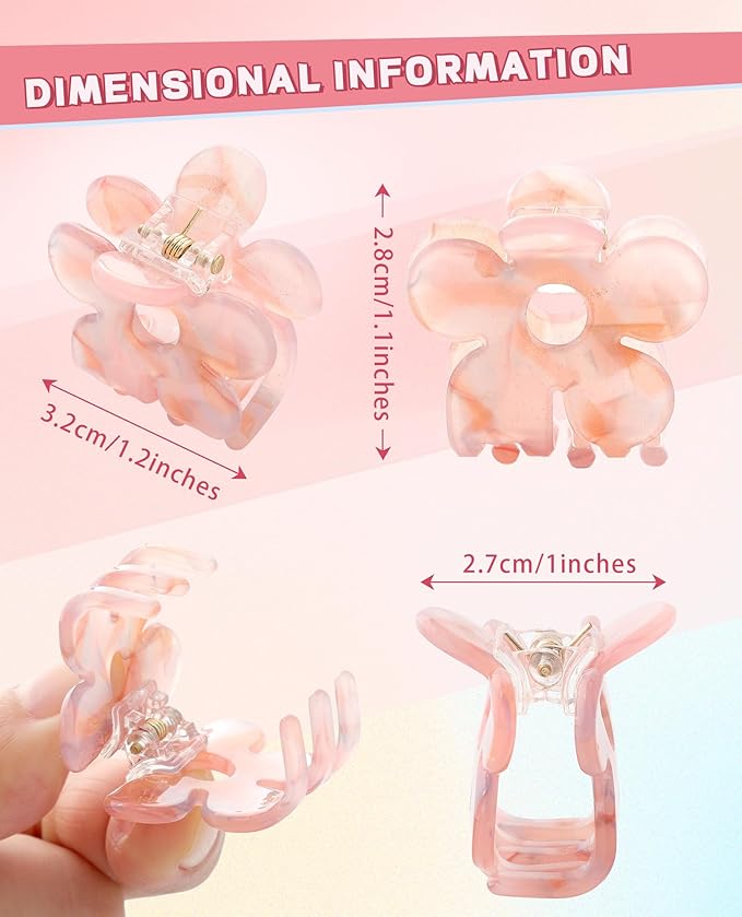 Claw Hair Clips Jaw Clamps - 12PCS Small Hair Claw Jaw Clamp for Thin Hair Styling Accessories Classic Hair Clamp for Women Girls (Sequins(Flower))