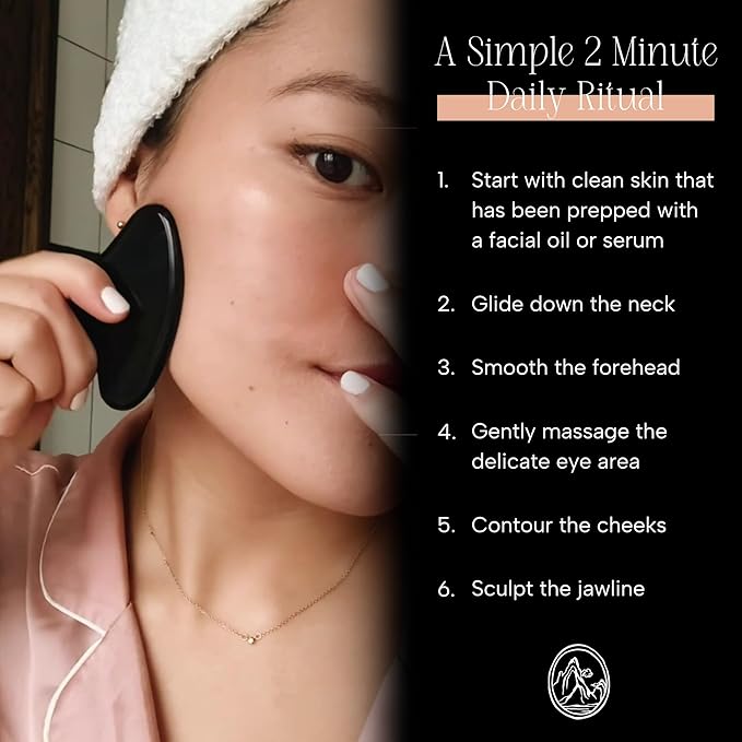Mount Lai Obsidian Gua Sha Facial Tool – The Stone of Transformation – 100% Genuine Black Obsidian Stone Face Sculpting Tool for Lymphatic Drainage, Puffiness Reduction & Jaw Tension Relief