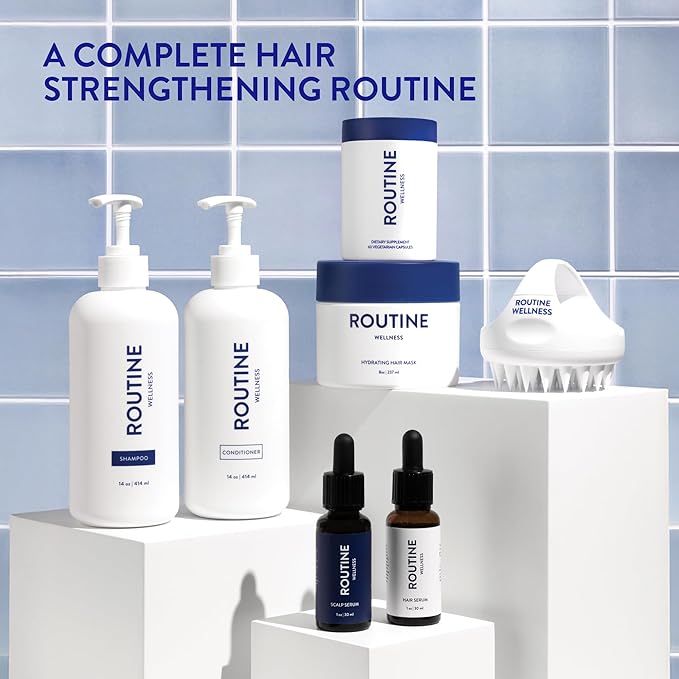 Routine Wellness Anti-Thinning Shampoo for Thinning Hair - Biotin DHT Blocker Women & Men - Color Safe Shampoo for Hair Loss & Healthy Hair - Cucumber (Pack of 2)