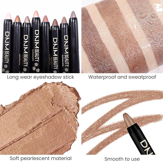 evpct Bronze Shimmer Cream Eye Shadow Brightener Sticks Set for Eyes, Bronze Shimmery Matte Pencil Eye shadow Applicator Stick Pen Palette Makeup Waterproof sombras en crema para ojos 20#
