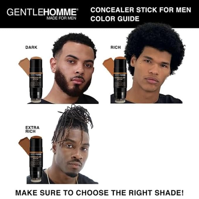 Concealer Stick with Brush for Men - Eraser Dark Circles - Men’s Multi-Use Concealer - Dual Sided Full Coverage with Soft Brush- Buildable Coverage Makeup - All Skin Type - (Medium Dark)