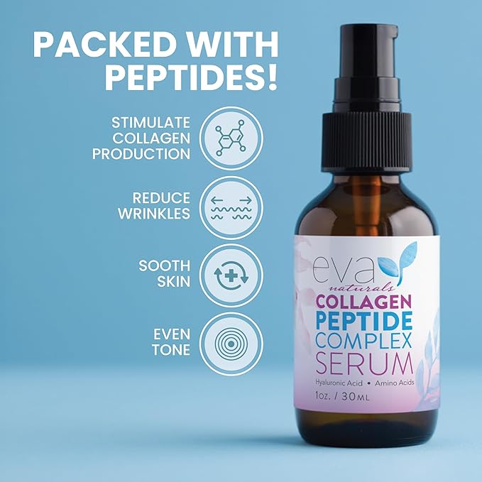 Collagen Peptide Serum for Face – Anti Aging Facial Treatment with Peptides & Hyaluronic Acid – Gentle Formula for Sensitive Skin, Microneedling Pen, Derma Roller, Skin Firming & Hydrating (1 Oz)
