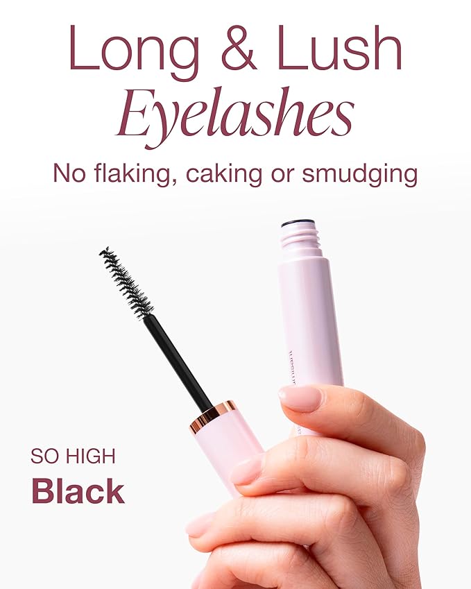 Mineral Fusion So High Extended Length Mascara (Black) - Lengthening Formula For Look of Long, Lush Lashes - Hypoallergenic With Kaolin Clay for Long Wear - No Smudge or Clumps